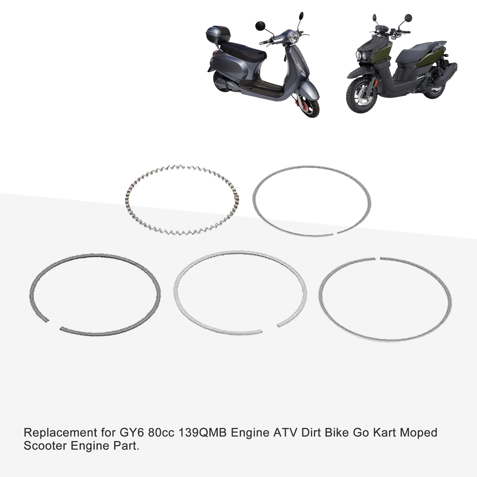 GOOFIT Piston Rings Set Assembly Replacement for GY6 80cc ATV Dirt Bike Go Kart Moped Scooter Engine Part