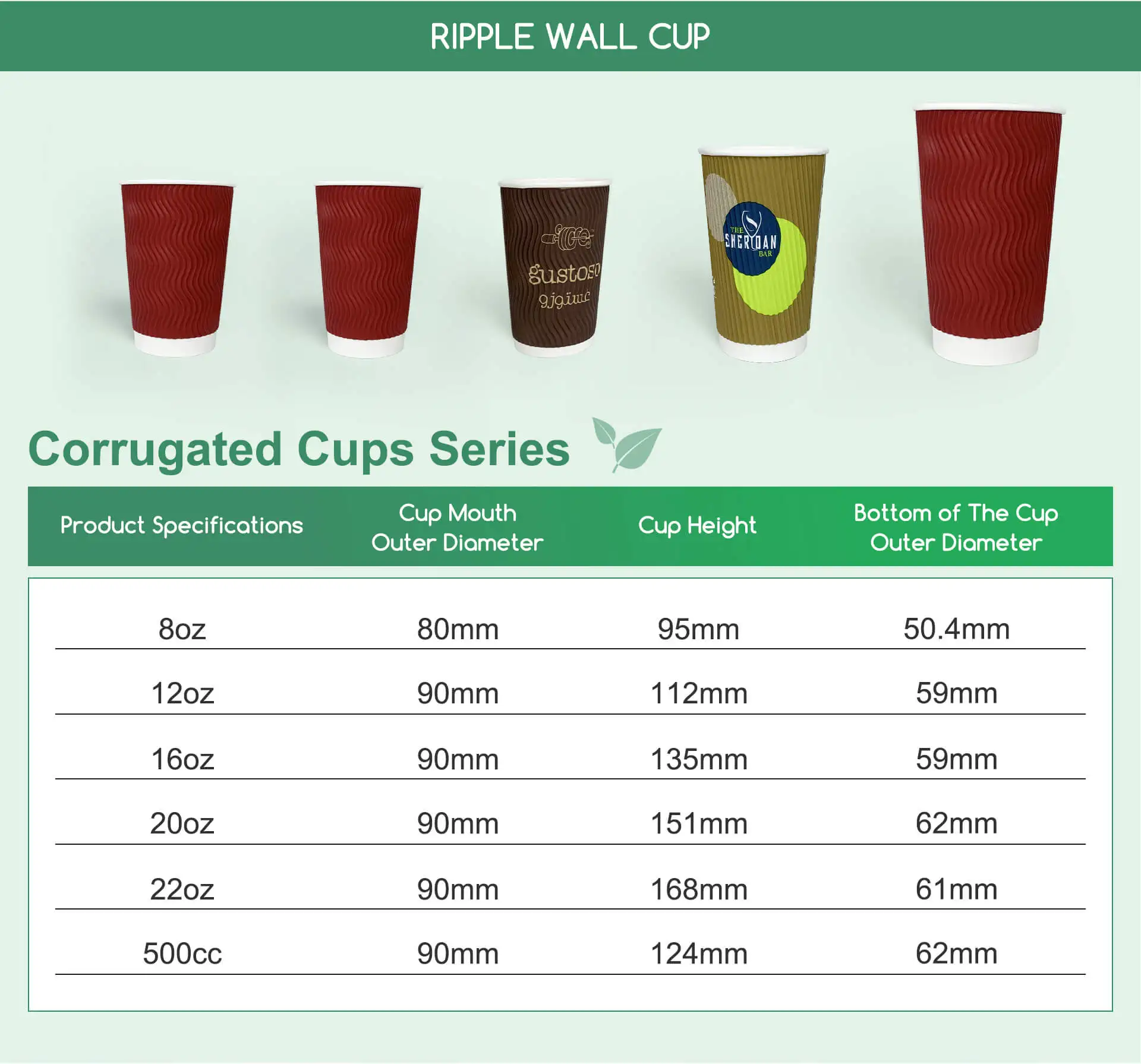 Biodegradable Takeaway Packaging Coffee Paper Cup Custom Disposable Compostable Single Double PLA Coating Sugarcane Paper Cups