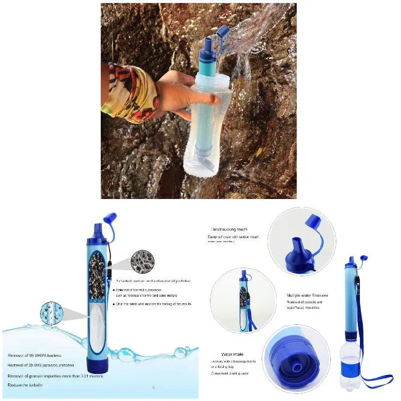 5 Pack Personal Water Filter Straw Purification Hiking Camping 1000L 99.99% New 