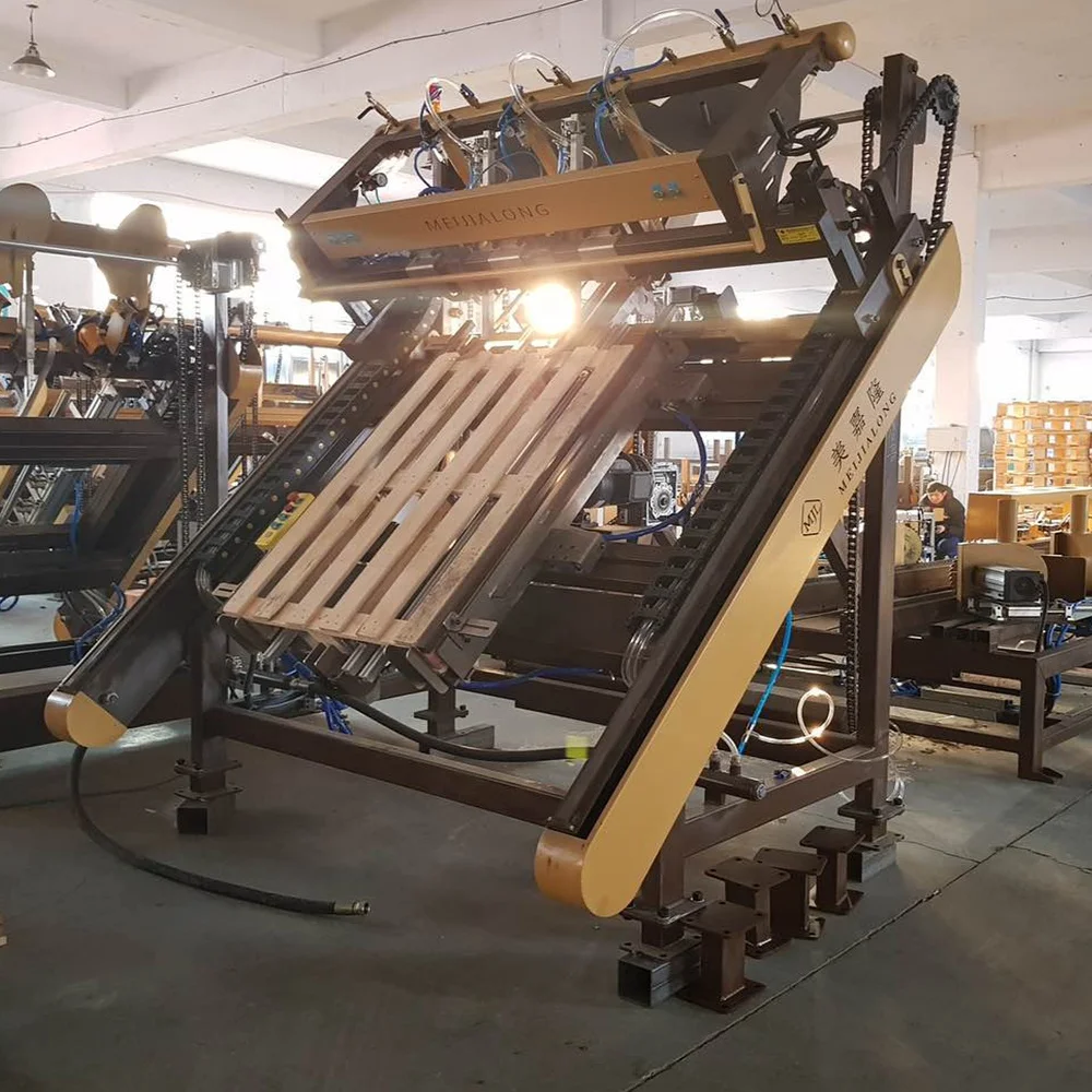 Full Automatic Stringer Nailing Stacking Wood Pallet  Making Machine