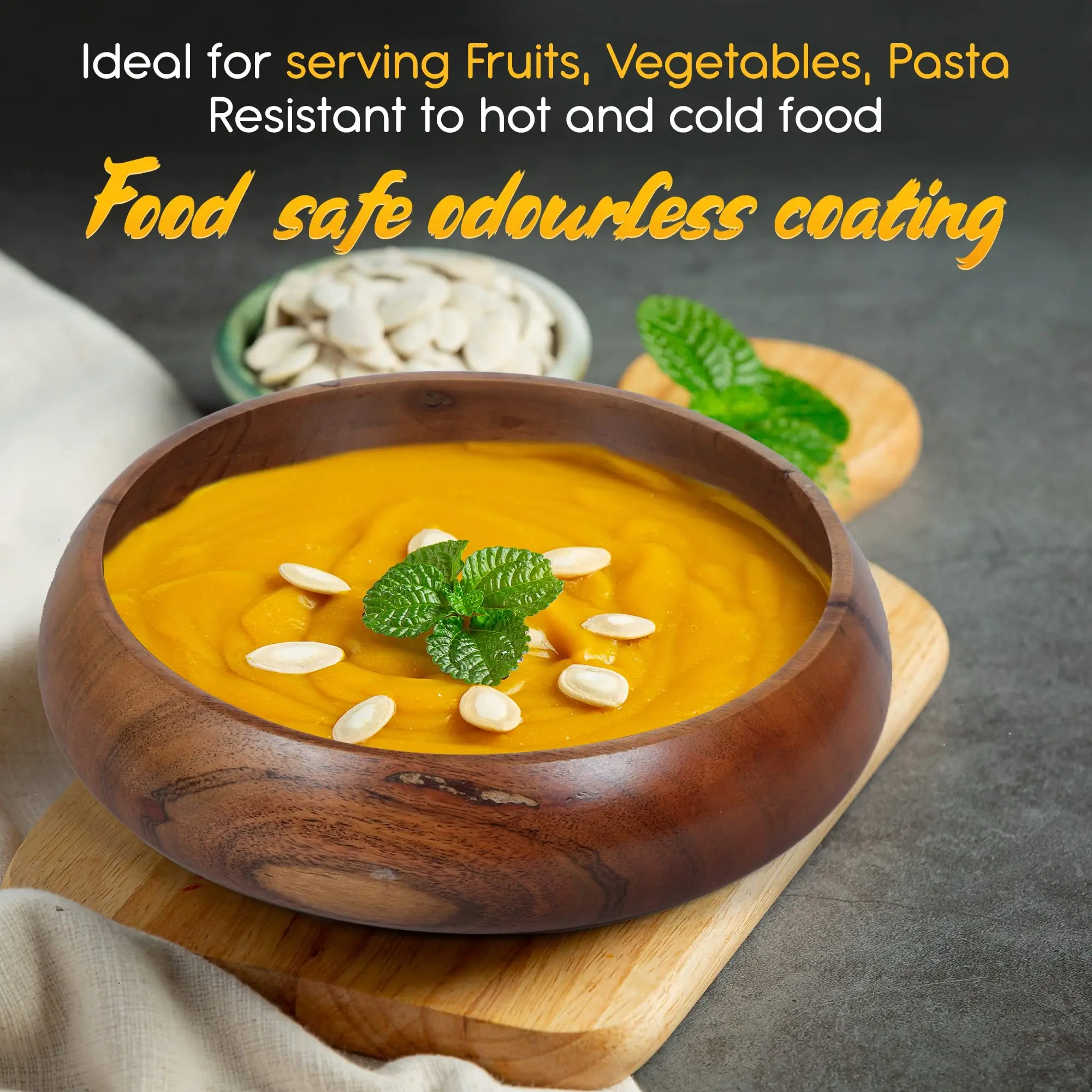 Commercial Grade Acacia Wood Serving Bowls Bulk Food Safe Wooden Bowls OEM Private Label for Restaurant Hotel Catering