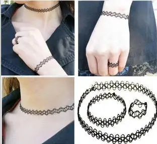 Ensemble Collier, Bracelet, Boucles D'Oreilles Et Choker Gothique 4 Pièces - Style Vampire