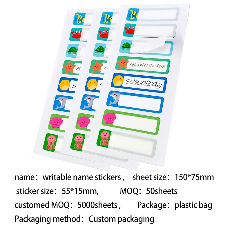 Custom Cute Animal High Quality School Name Tag Silicone Baby Bottle Labels  Name Tags for Kids Clothes Daycare School Supplies