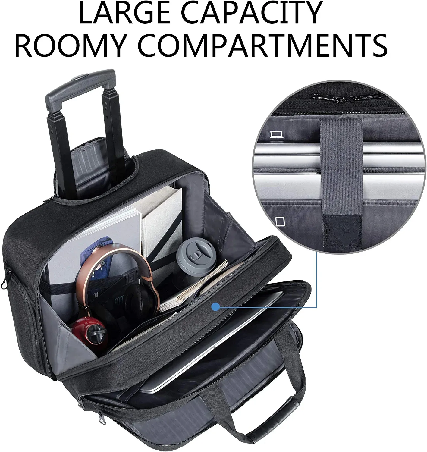 Premium Rolling Briefcase Heavy Duty 600d Pvc Briefcase Laptop Bag On