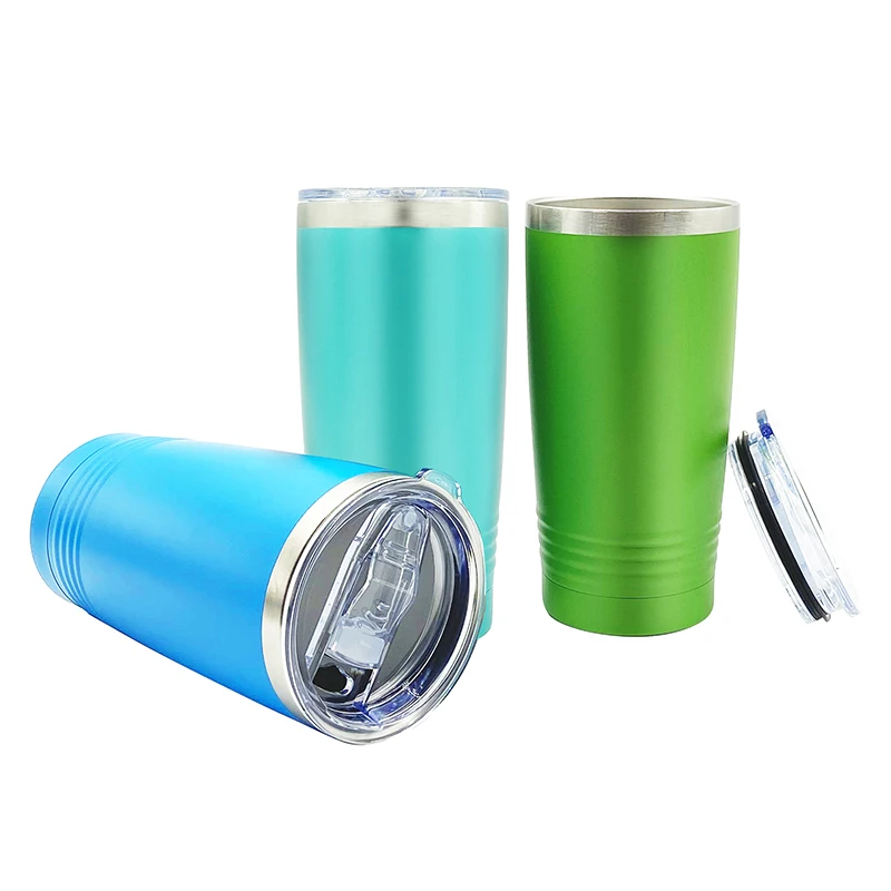 Laser Engraveable 20oz Powder Coated Tumbler Travel Coffee Mug Stainless Steel Car Tumbler Cups