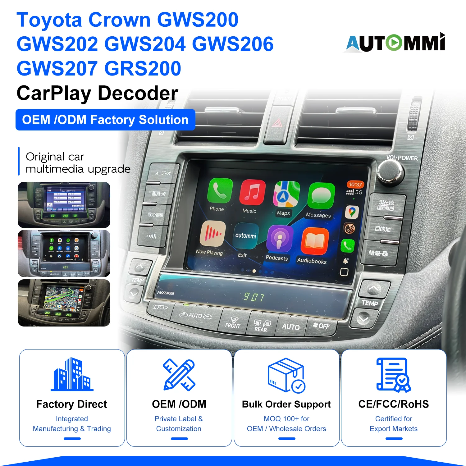 Wireless CarPlay Adapter for 2008-2012 Toyota Crown - Android Auto