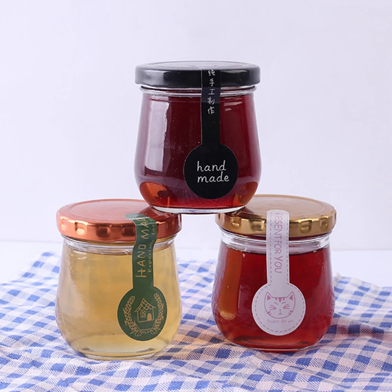 4oz Mini Yogurt Glass Jars With Mental Screw Cover Serving for Pudding Wedding Favors Honey Pot Milk Canister