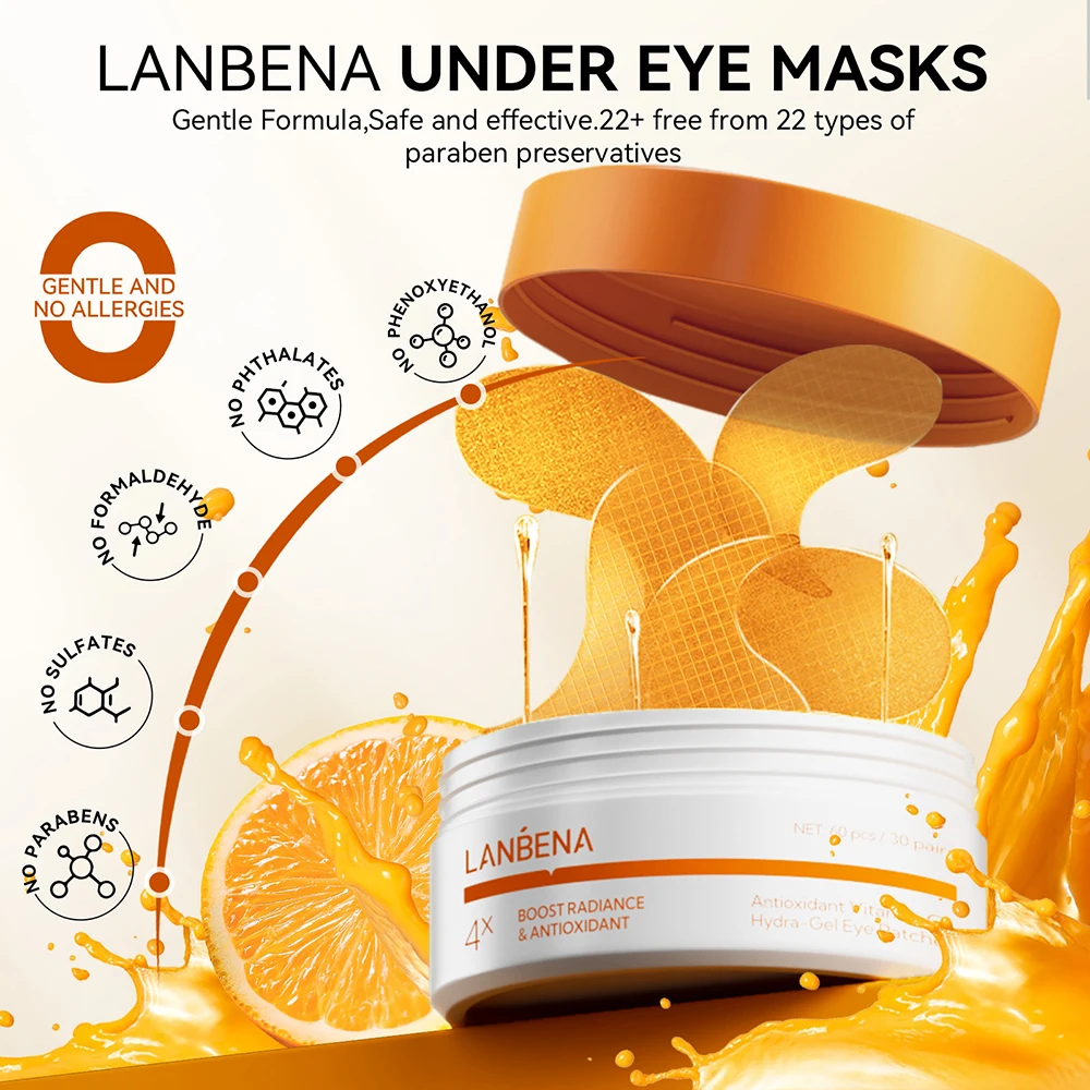 LANBENA Wholesale Vitamin C Moisturizing Whitening Remove Dark Circles Hydrogel Eye Patches supplier