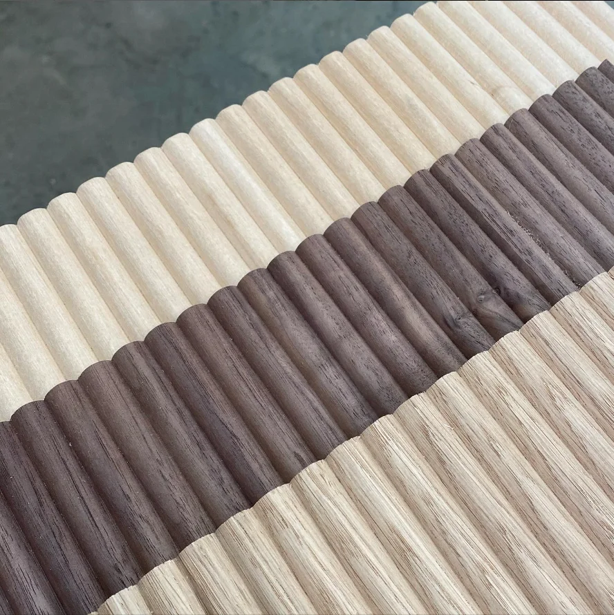 Walnut/oak Wood Veneer Fluted MDF Wall Paneling - NEW Interior Decoration