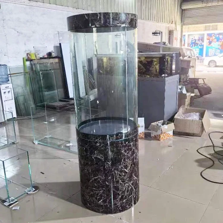Factory Direct Sales Modern Style Cylindrical Standing Fish tank Aquarium Jellyfish tank Cylinder Round Fish tank With Stand