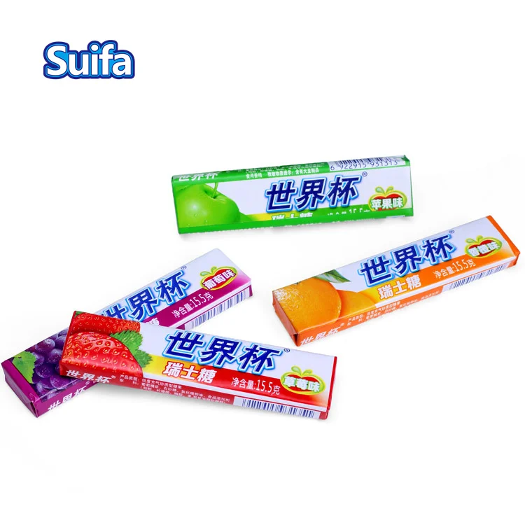 Suifa Custom Design Good Taste Soft Chewy Fruit Candy swiss Candy