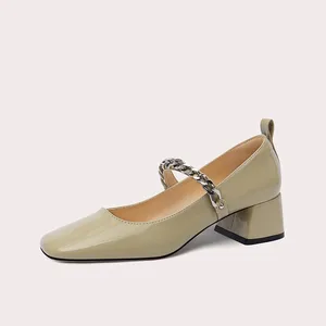 Lily Wei Early Fall New Vintage Square Toe One Strap Shoes Simple Design Fashion Summer Designer Women Sandals