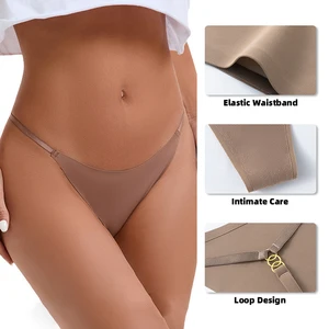 Factory Wholesale Nude Feeling Underwear  Comfortable  Crotch Fabric Metal Clasp  Plus Size  Traceless Thong for Women