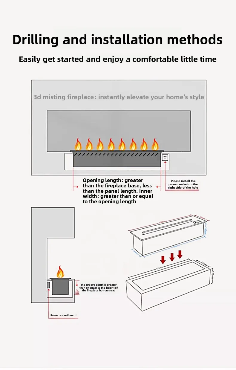Led Decorative Electric Fireplace, 3D, 10-200W - detail 40
