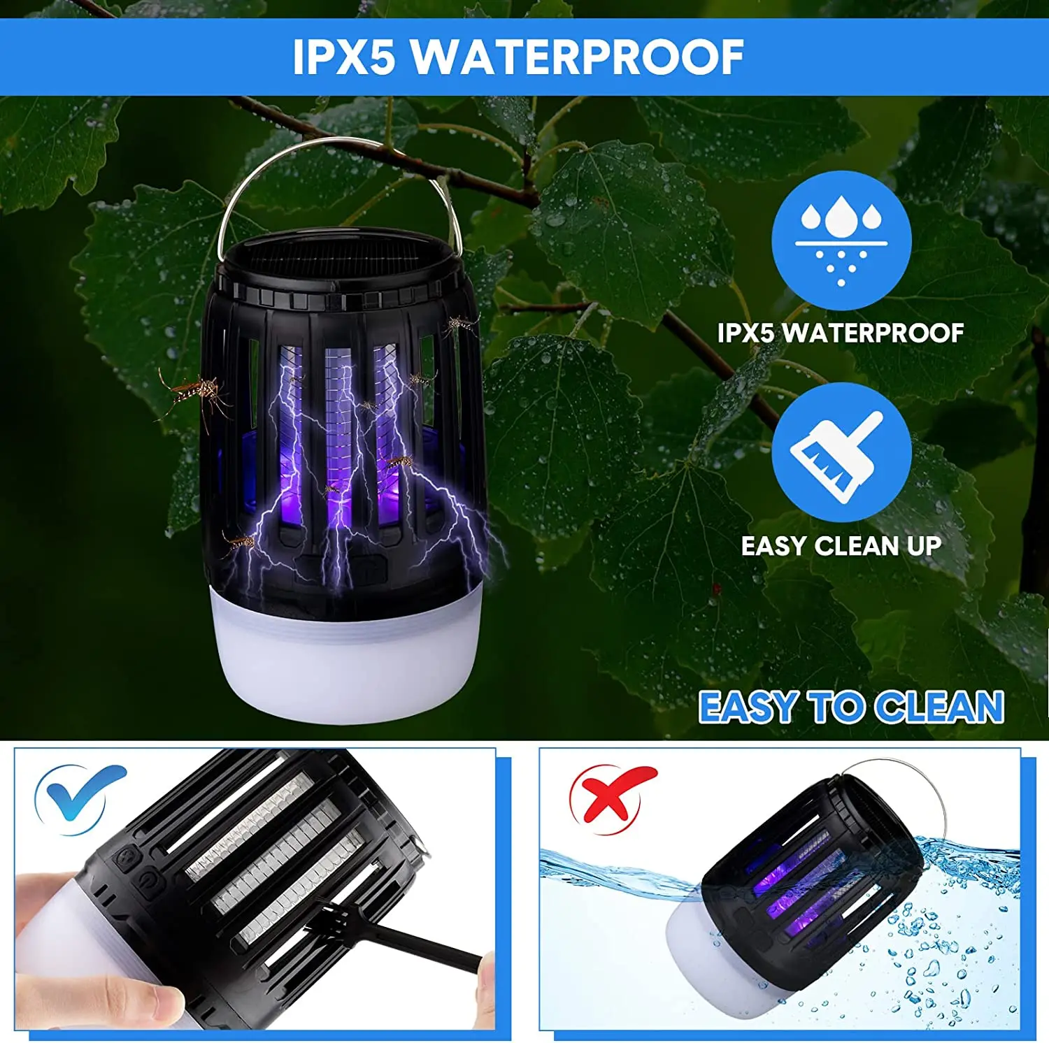 SJZ 3 in 1 Outdoor Solar uv led light USB Rechargeable bug zapper anti mosquito killer lamps trap outdoor with SOS light supplier