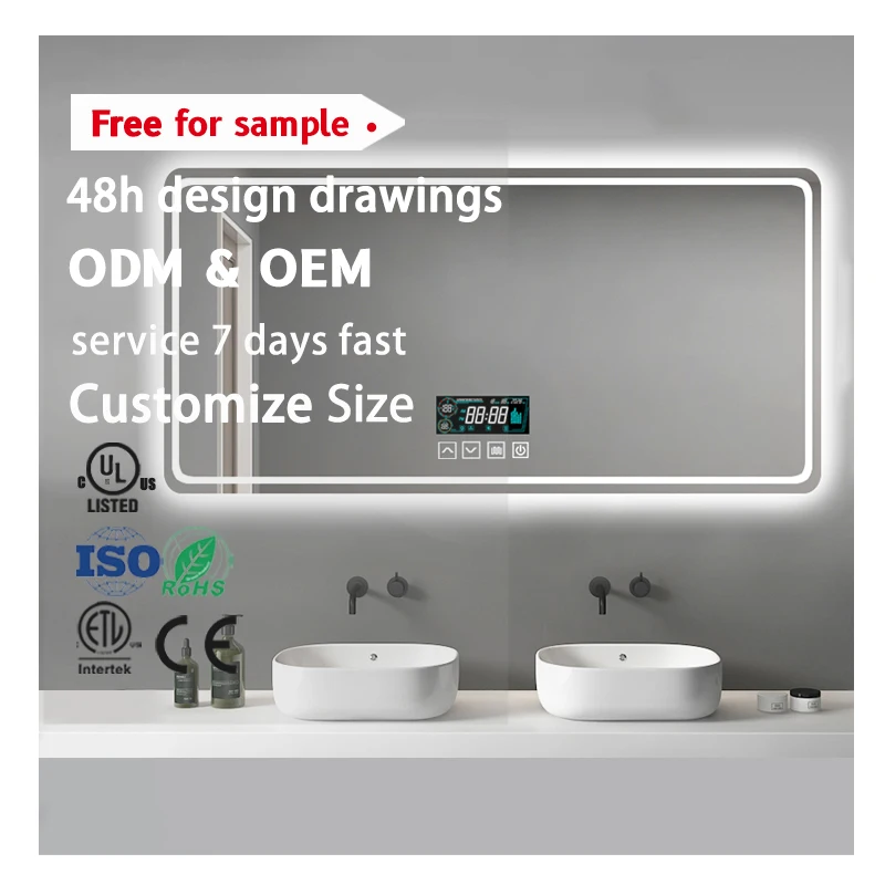 Smart Light Anti-Fog Mirror LED Bathroom Mirror Touch Screen Bluetooth Music Speaker Smart Mirror