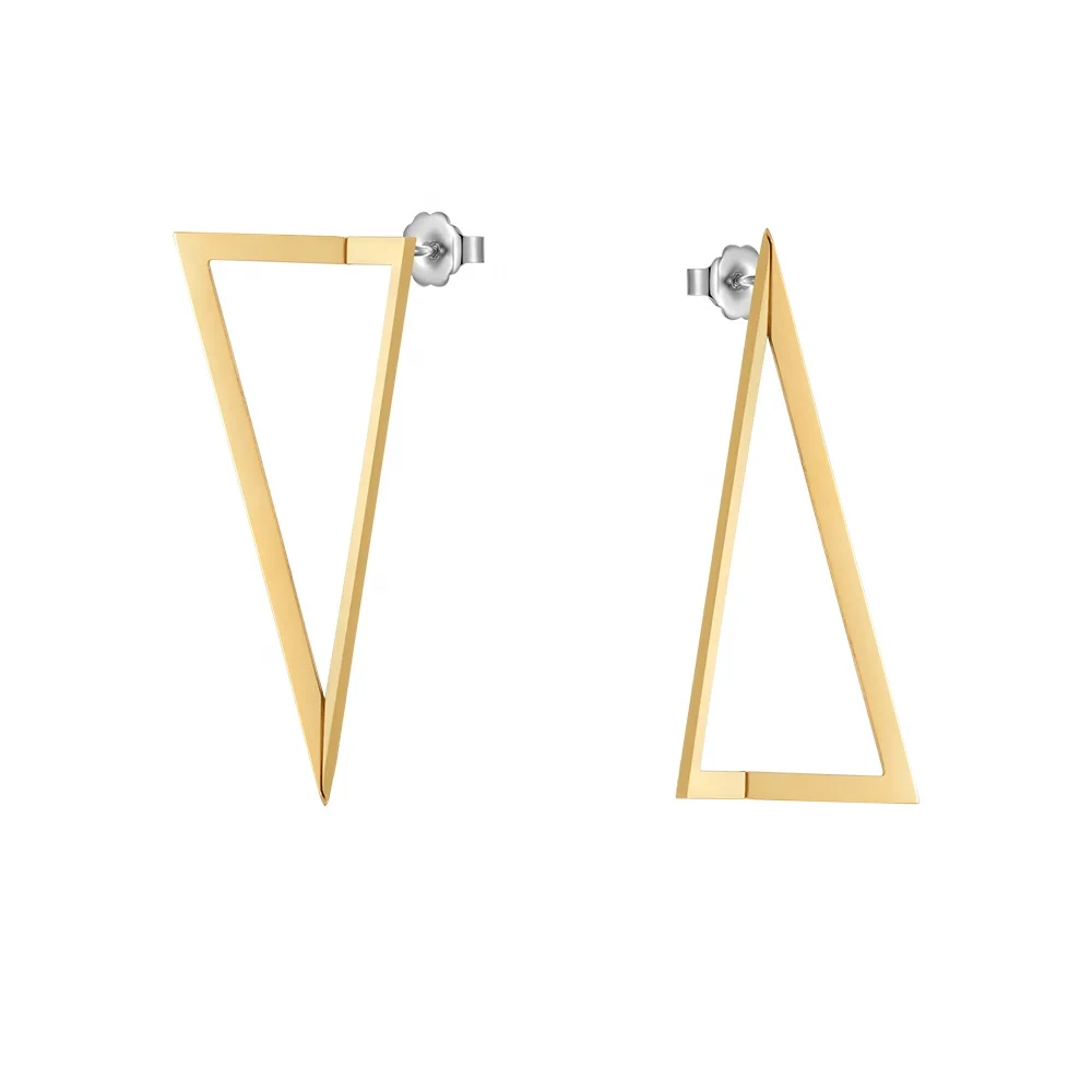 Original Design 18K Gold Plated Stainless Steel Jewelry Geometric Hollow Triangle Ear Stud For Women Gift Earrings E221460