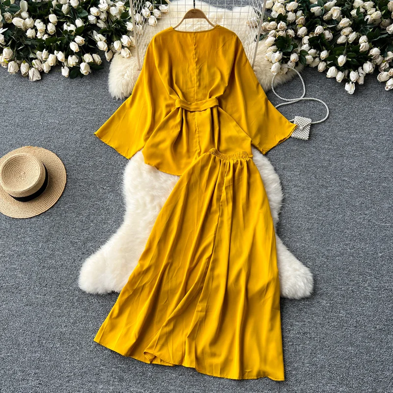 [Bride And You] LEXY blouse + SOLEIL skirt SET ☆関税込☆ Shop Our LY6521 Collection - Chic Solid Blouse Top + Skirt Set