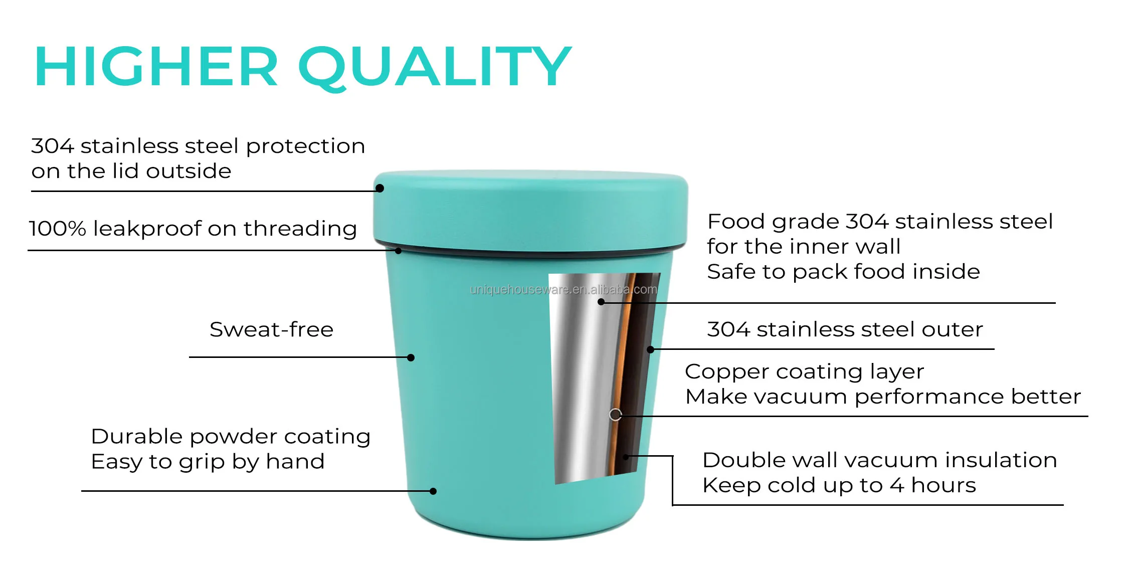 16oz Ice Cream Pint Double Wall Vacuum Insulated Stainless Steel Ice