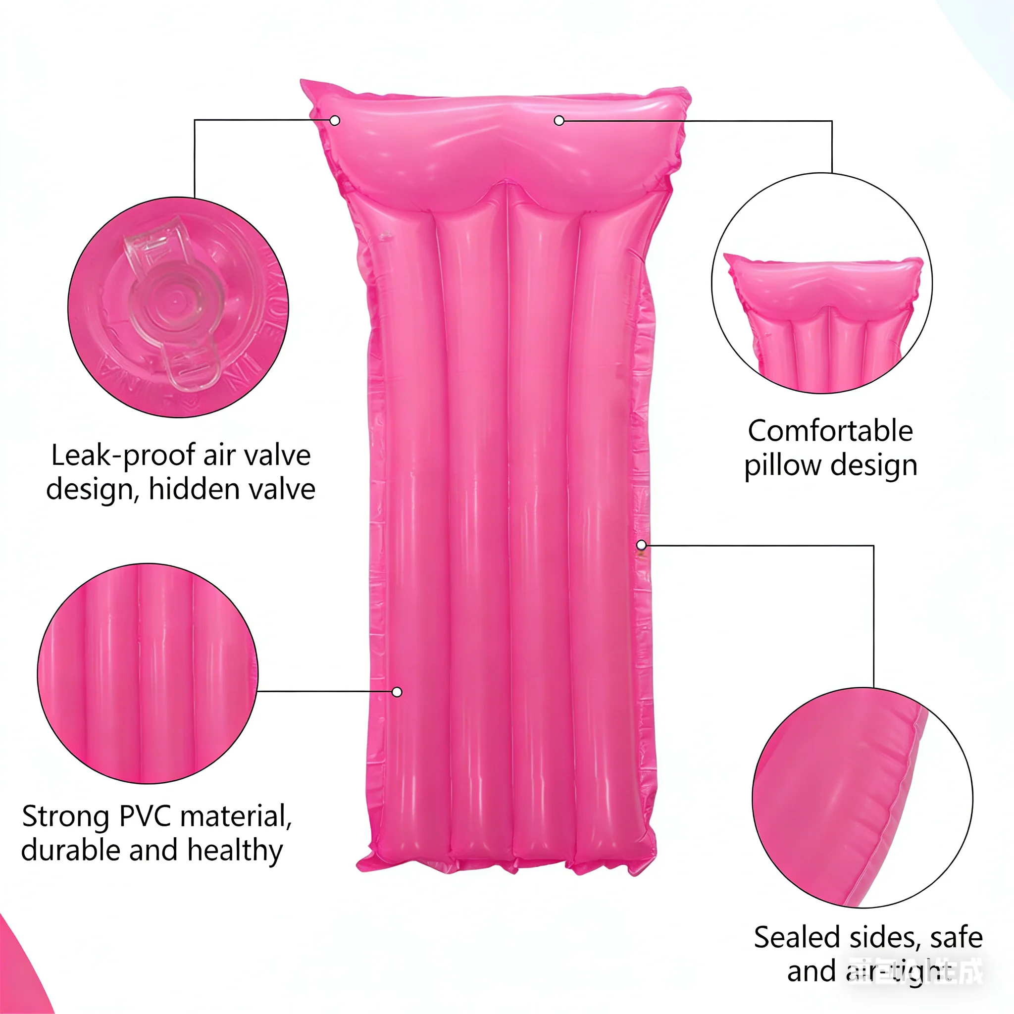 NINER9 Custom PVC Waterproof Simple Classic Long Floating Swimming Ring Inflatable Beach & Water Game Mat preview 3