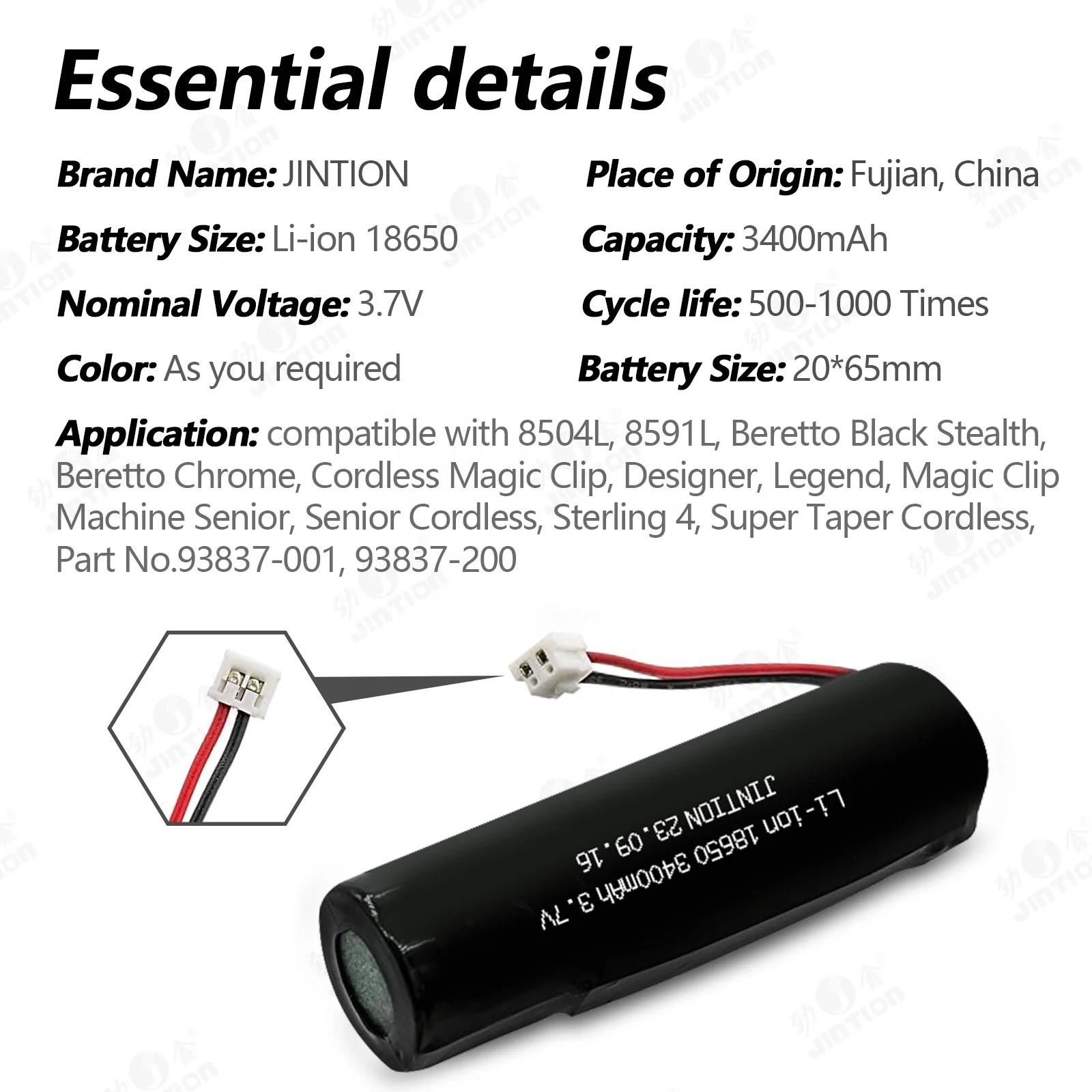 Batterie 3400mAh 3,7V Pour Wahl Cordless Magic Clip / Beretto Chrome Designer - Neuf