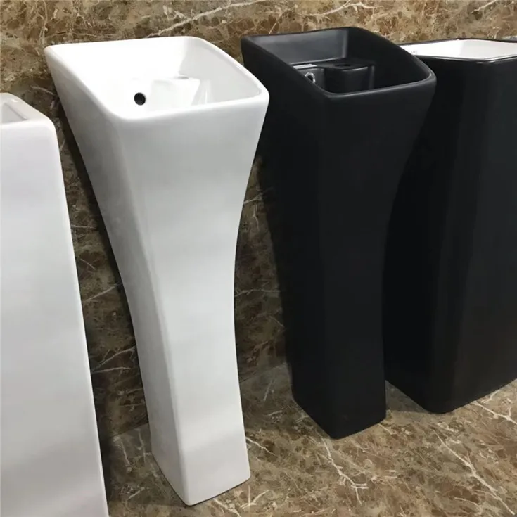 Save Space Mini Basin Freestanding Pedestal Sink Ceramic Lavabo Floor Standing Basin For Small Bathroom