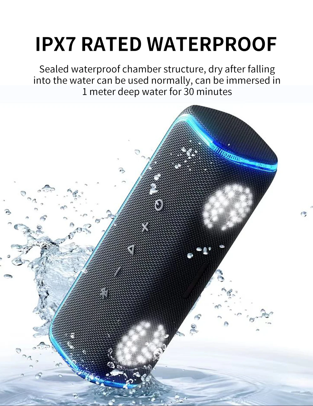F9 Cyboris IPX7 Waterdichte 60W Mini Draagbare Speaker met Bass Boost, TWS Dual Pairing voor buiten_voghion.com