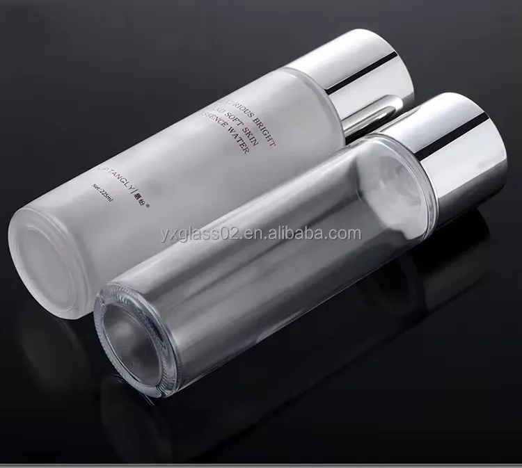 Oem High-grade container 75ml160ml230ml frosted&Glossy serum skincare cosmetic packaging cosmetic glass bottle set factory