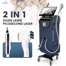 OME 2 In 1 nd yag  Pico Laser Tattoo Removal Machine Professional Permanent 755 1064 808nm Ice Diode Laser Hair Removal Machine