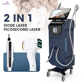 OME 2 in 1 Nd Yag  Pico Laser Tattoo Removal Machine Professional Permanent 755 1064 808nm Ice Diode Laser Hair Removal Machine