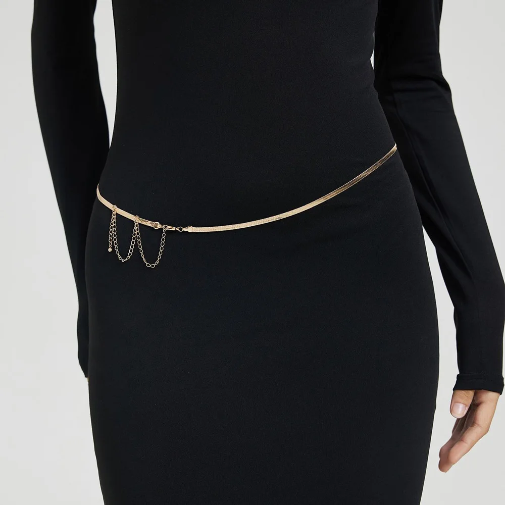 Cross-border Hot-Selling Flat Snake Chain Simple Fashion Alloy Gold Plated Geometric Bracelet Light Luxury High-End Feeling