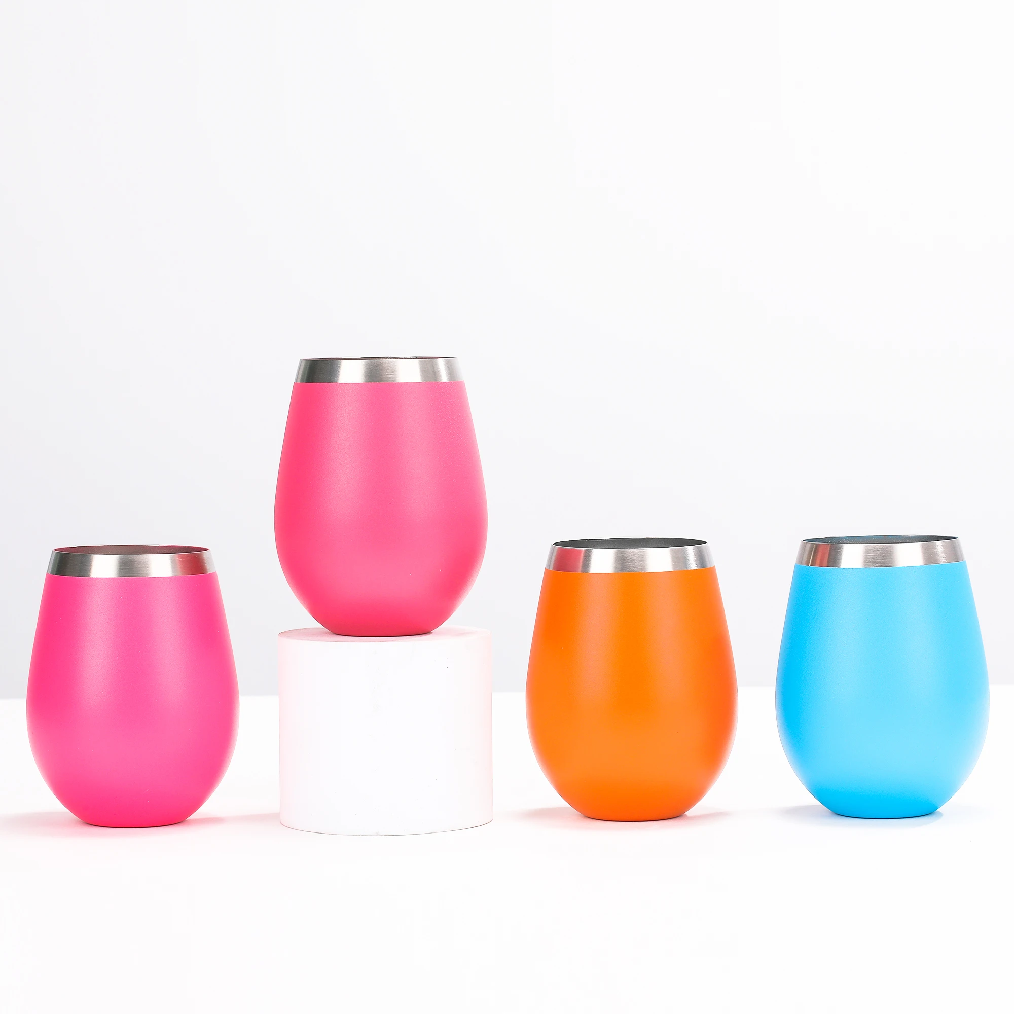 Stainless Steel Large 18 Oz Set Of 4 Stemless Metal Wine Glass Cheap Wine Tumbler Custom