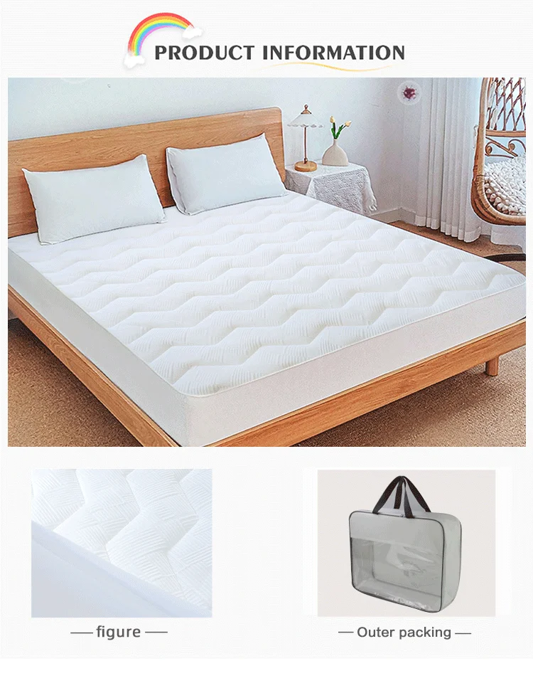 High Quality White Stripe Bed Mattress Cover Waterproof Quilted Mattress Protector Topper manufacture