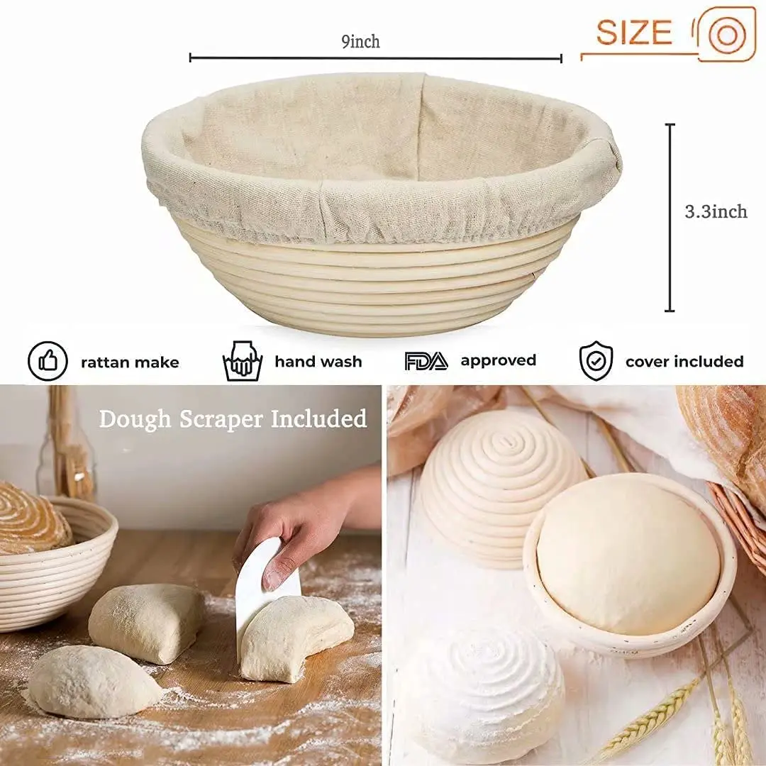 2 Packs 9 Inch Bread Proofing Basket Baking Dough Bowl Gifts Dough Lame