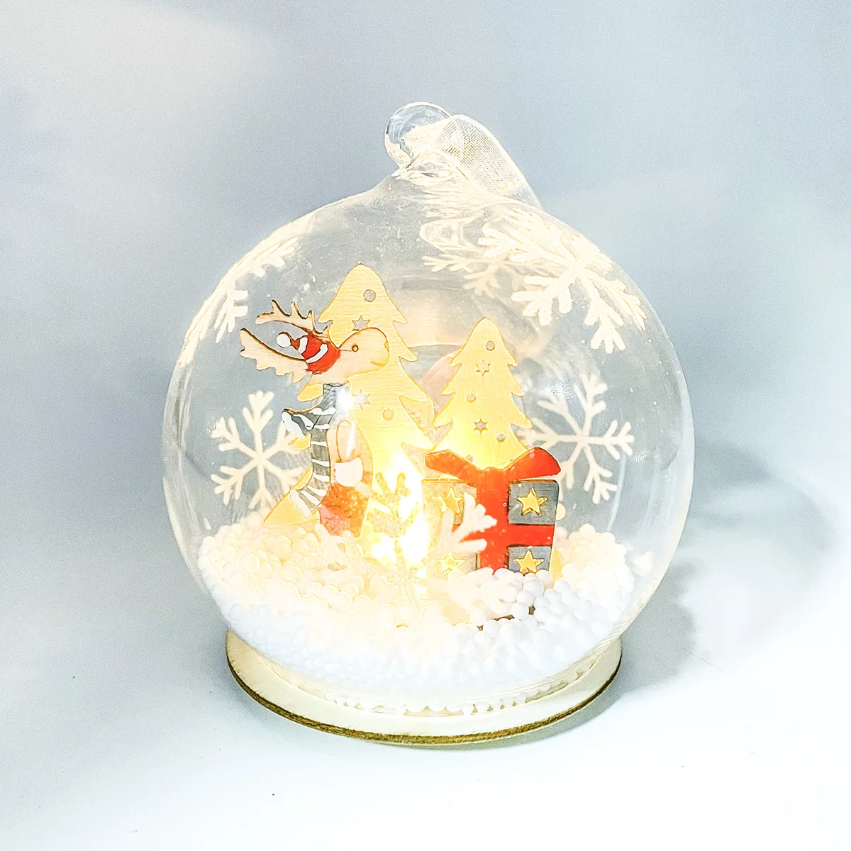 Custom clear xmas bauble balls decorative christmas tree decoration ornaments hanging ball glass decor wholesale with led light