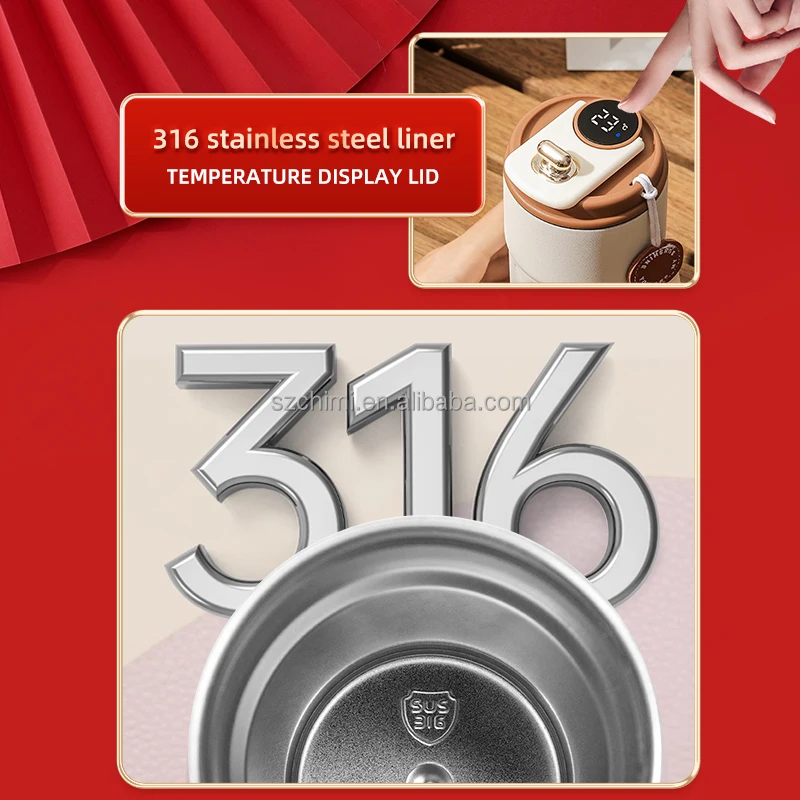 Temperature Display Vacuum Mug + Hand Fans Rechargeable Real Estate Promotional Products Gift Men's and Women's Sets Business