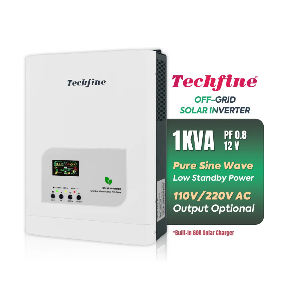 Techfine Good Price 1000va 800w Off-grid Inverter 1kva 12v 800 Watt 110v 220v 1 Kva 1000w 1kw Solar Inverter for Solar Energy