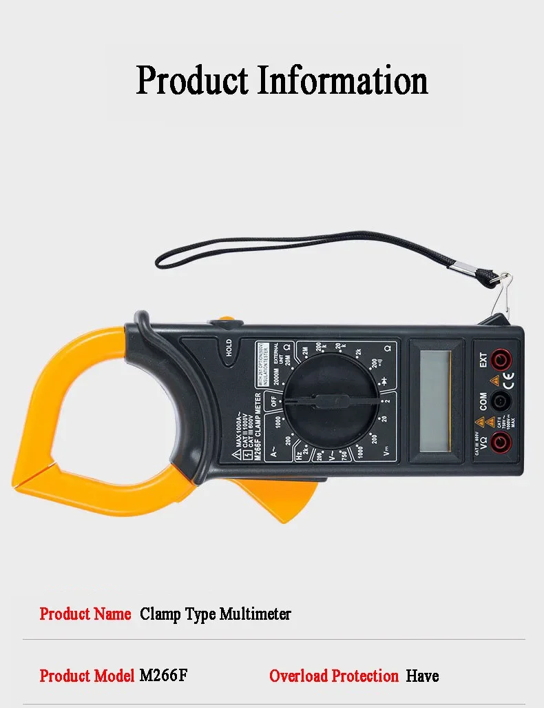 MASTECH M266F Digital Clamp Meter Ammeter Voltmeter Ohmmeter Insulation Tester Frequency Test Ampere Meter Amperimetro