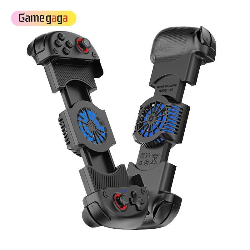 Yo X3 Stretching Game Controller 2 in 1 Cooling Fan Double Vibration Motors Gamepad Handle for Mobile Phone Android IOS NS