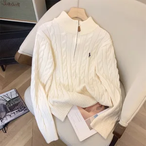 New Design Sweaters Men Solid Cachemira Sweater Zipper Fisherman Knit Sweater