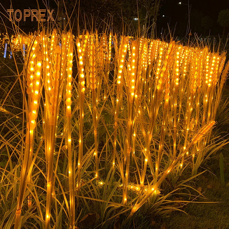 Simulation Wheat Lights LED Flower Light Stand Outdoor Christmas Party Supplies Emitting Red Yellow Warm White Made Durable Plas