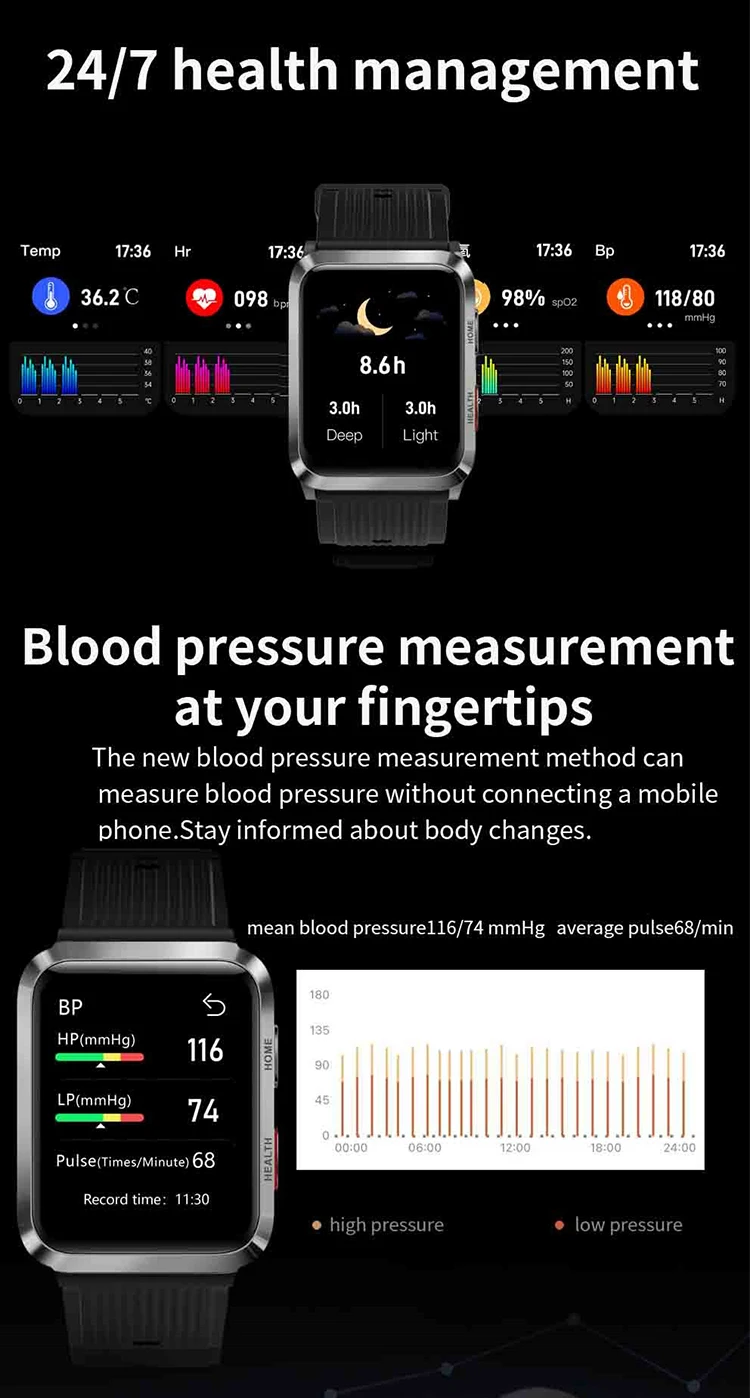 Smartwatch Health Smart Watch Band Wearable With Air Pump Blood
