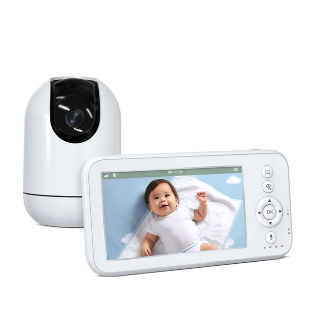 PTZ Zoom Babyphone Security Protection Surveillance VOX Baby Camera Temperature Sensor 5 Inch Video Baby Monitor with Camera