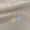 Zircon Butterfly Necklace - Silver