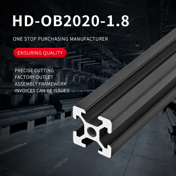 product t slot 2020 aluminum extrusion european standard anodized linear rail for 3d printer parts and cnc diy black-5