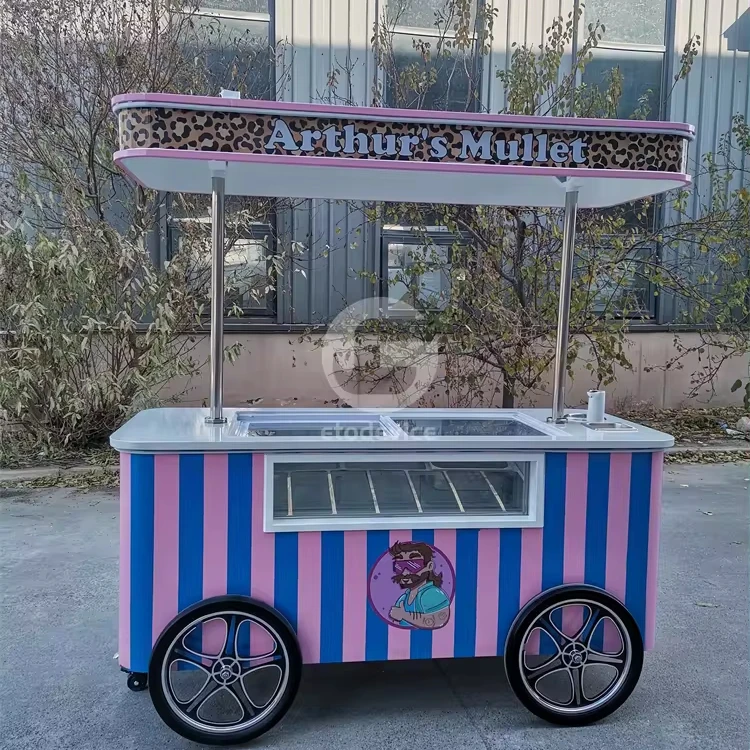Summer Ice Cream Push Cart with Wheels for Sale