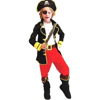 Kids Pirate Costume Captain Jack Cosplay Set for Party Halloween Dress Up