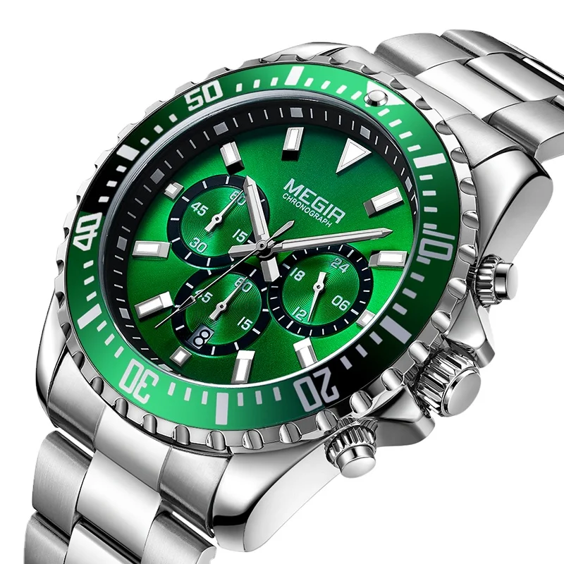 MEGIR2064ニューメンズビジネス腕時計ギフトクロノグラフ日付防水
