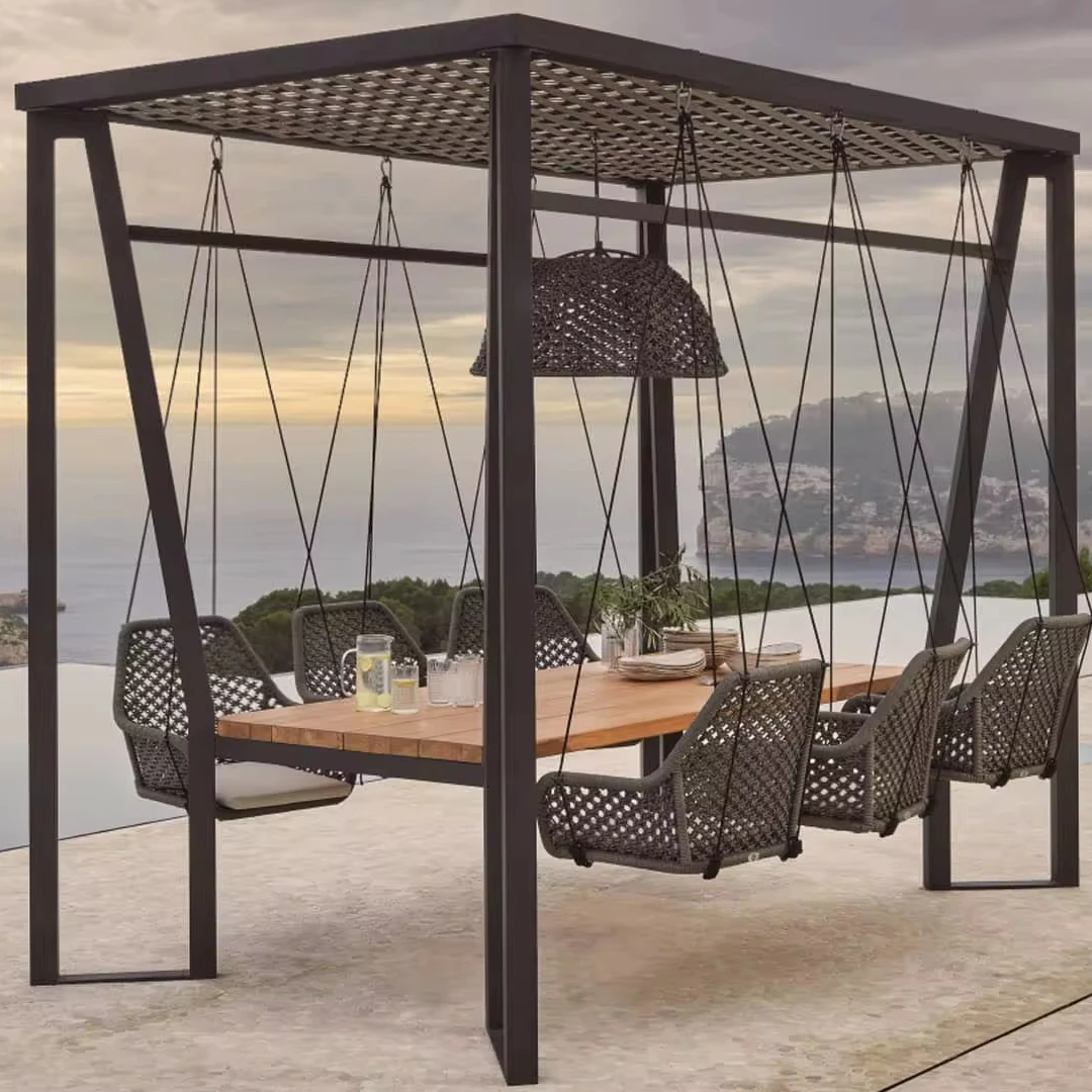 Outdoor and Indoor Furniture Garden Swing Chair for Persons with Table  Patio Dining Chair Waterproof Garden Sets