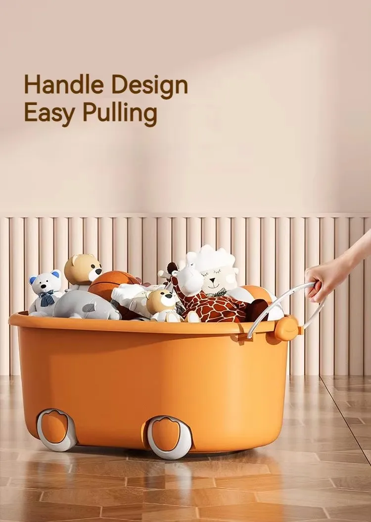 Detachable Cute Cartoon Duck Plastic Storage Box With Lid Baby's Toys Storage Box Featuring Wheels & Handle manufacture